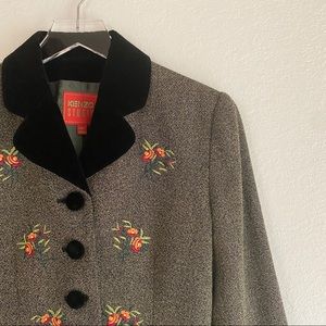 VINTAGE KENZO embroidered floral velvet blazer S 4